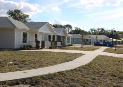 Row of four completed houses